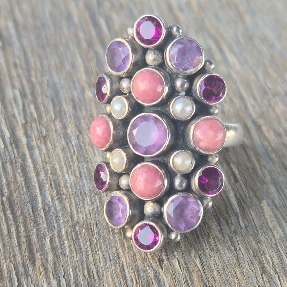 Nicky Butler 925 Sterling Silver Designer Opal Amethyst Rhodolite Garnet Ring NB - Picture 2 of 16